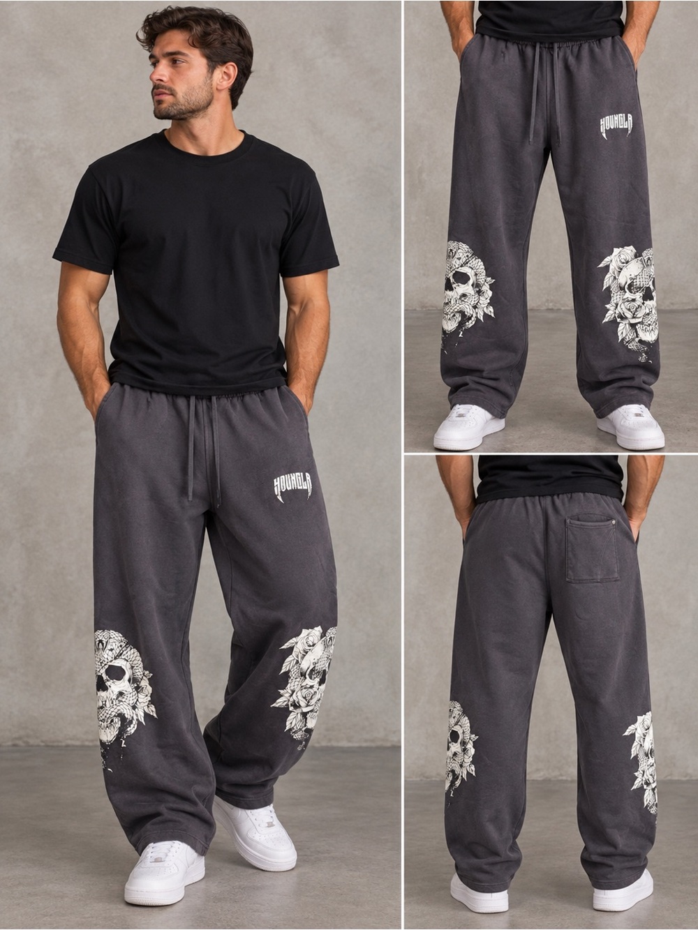 YOUNGLA Style DAWN COLLECTION
SWEATS GYM BAGGY JOGGERS
Men's size L Charcoal